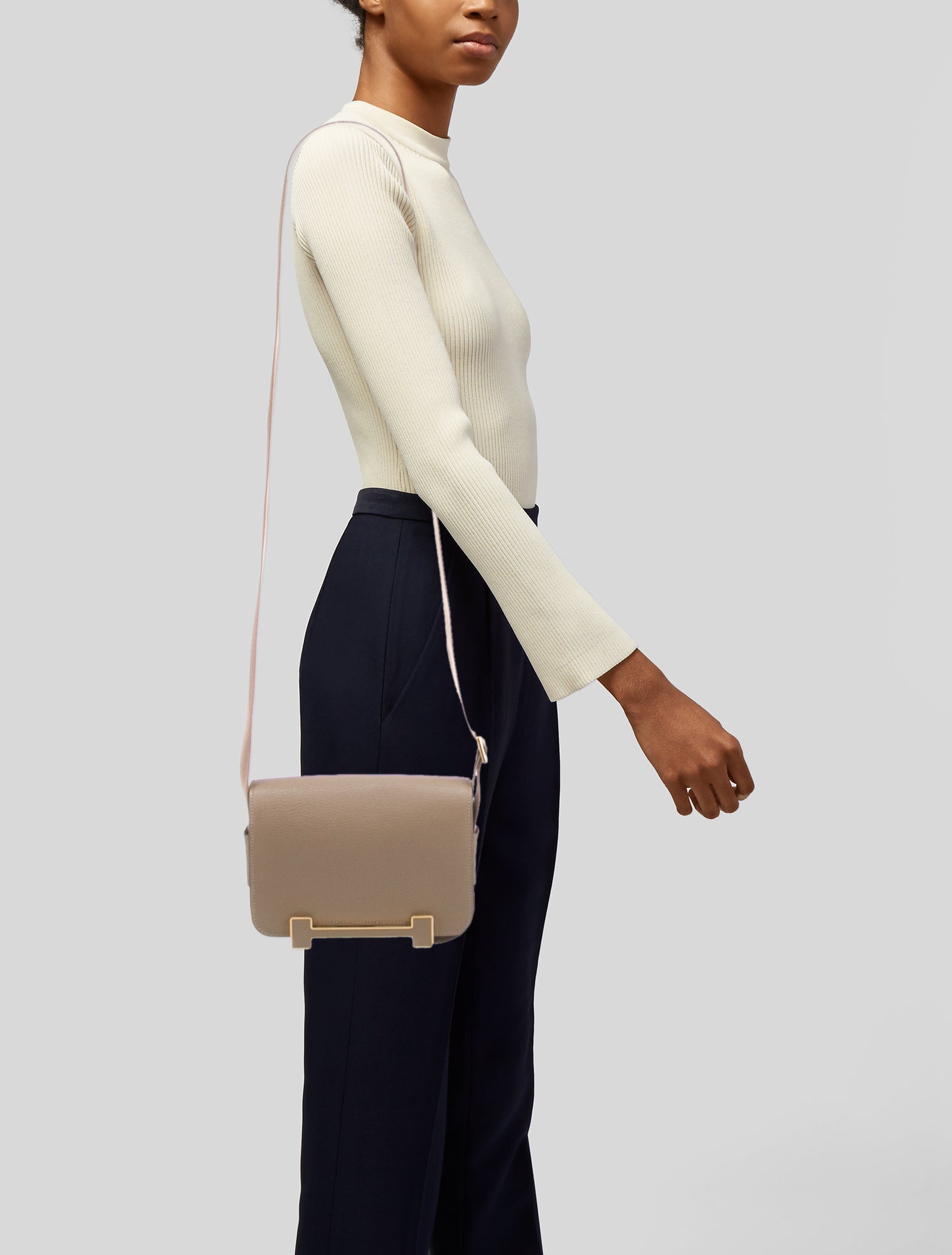 Sac à Bandoulière HERMES Geta Chai - Cuir Chèvre Mysore Marron - Occasion Très Bon état