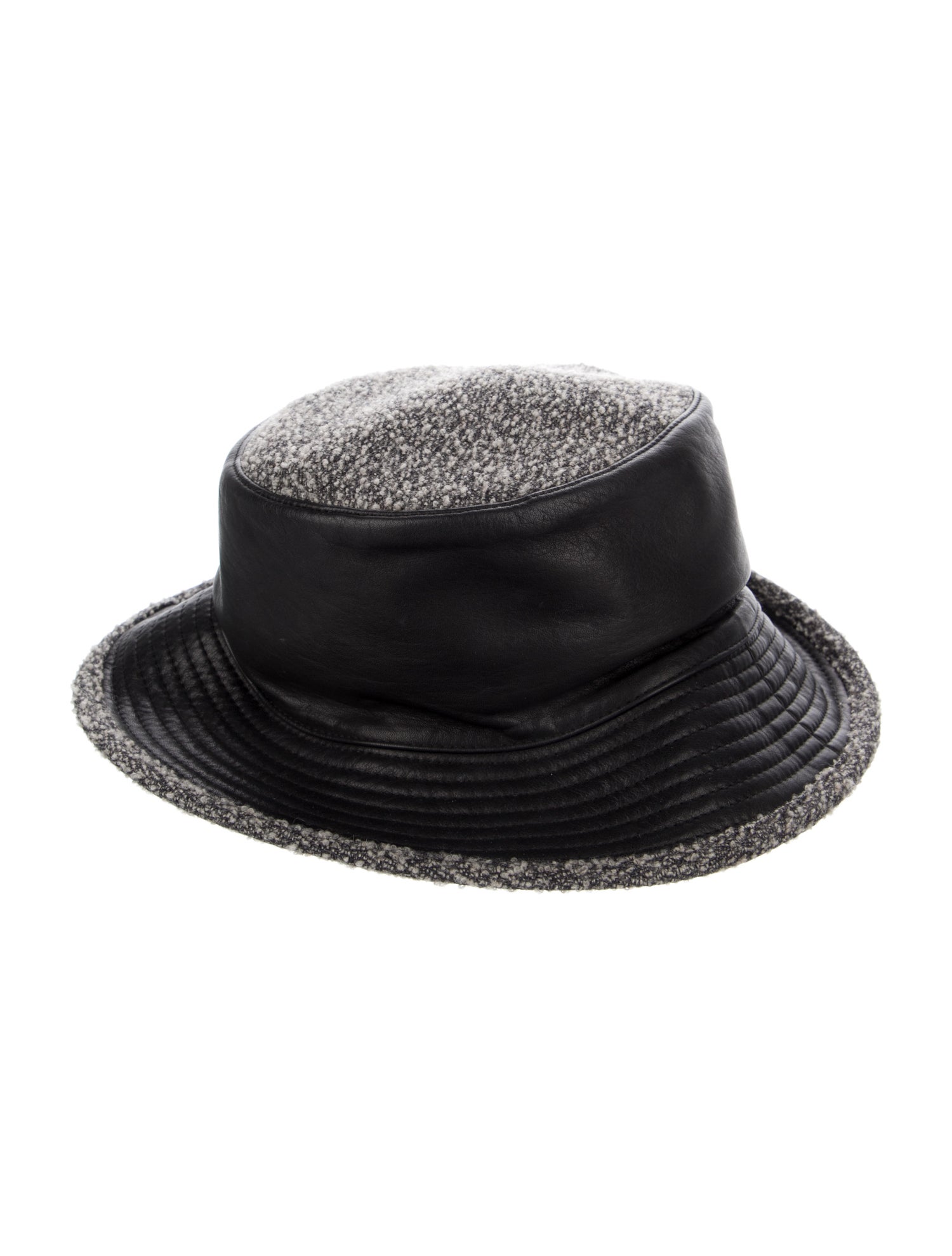 Chapeaux Motsch x Hermès Leather-Trimmed Bucket Hat - Black Hats