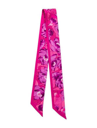 Hermès Fleurs De Lotus Silk Twilly Scarf