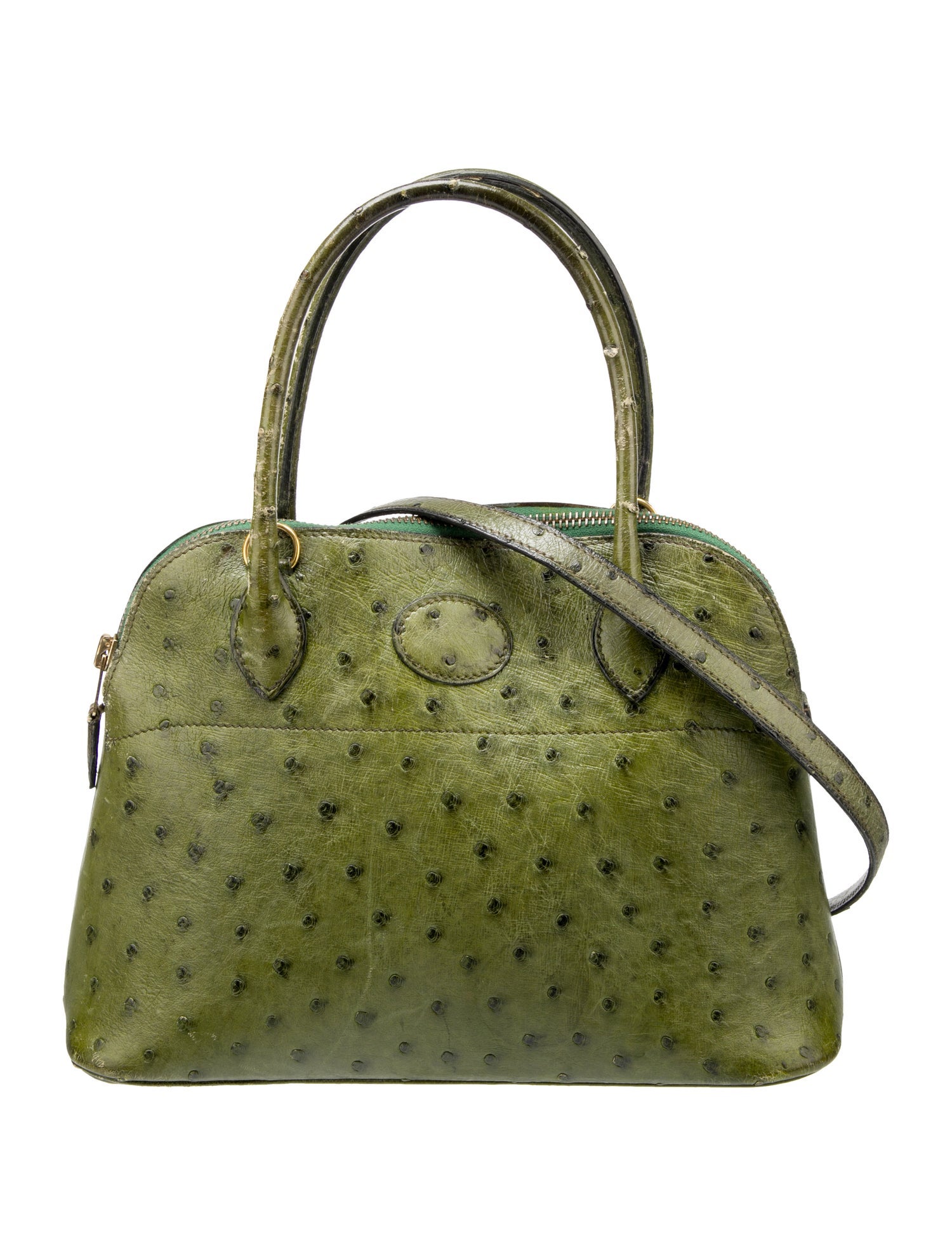 Hermès Ostrich Bolide 27 Green Handle Bags, Handbags HER635275