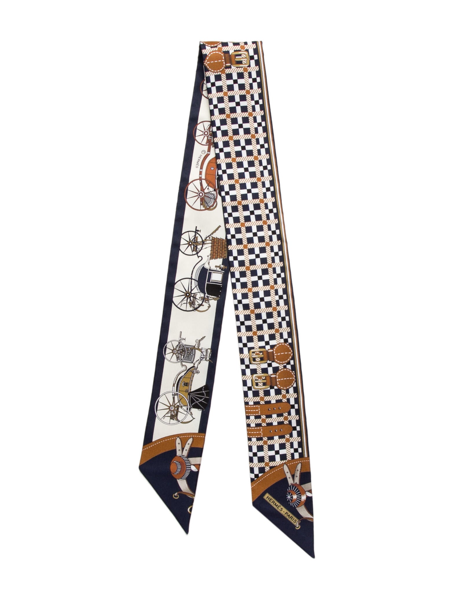Hermès Les Voitures Nouvelles Silk Twilly Scarf - Blue
