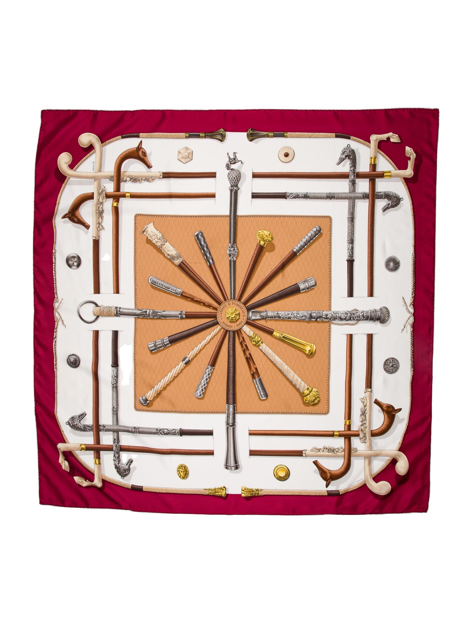 Hermès Cannes et Pommeaux Silk Scarf