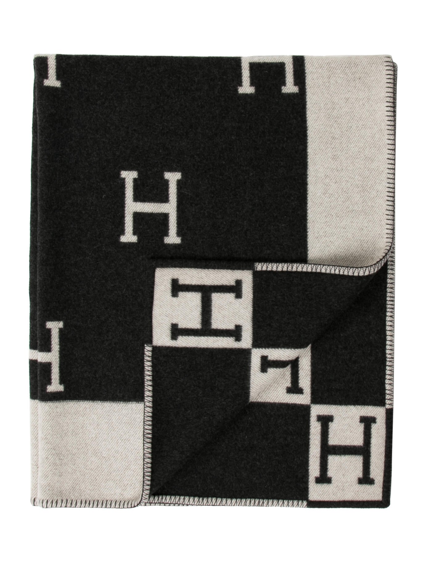 Hermès Wool Avalon Blanket Grey HER64404 The RealReal