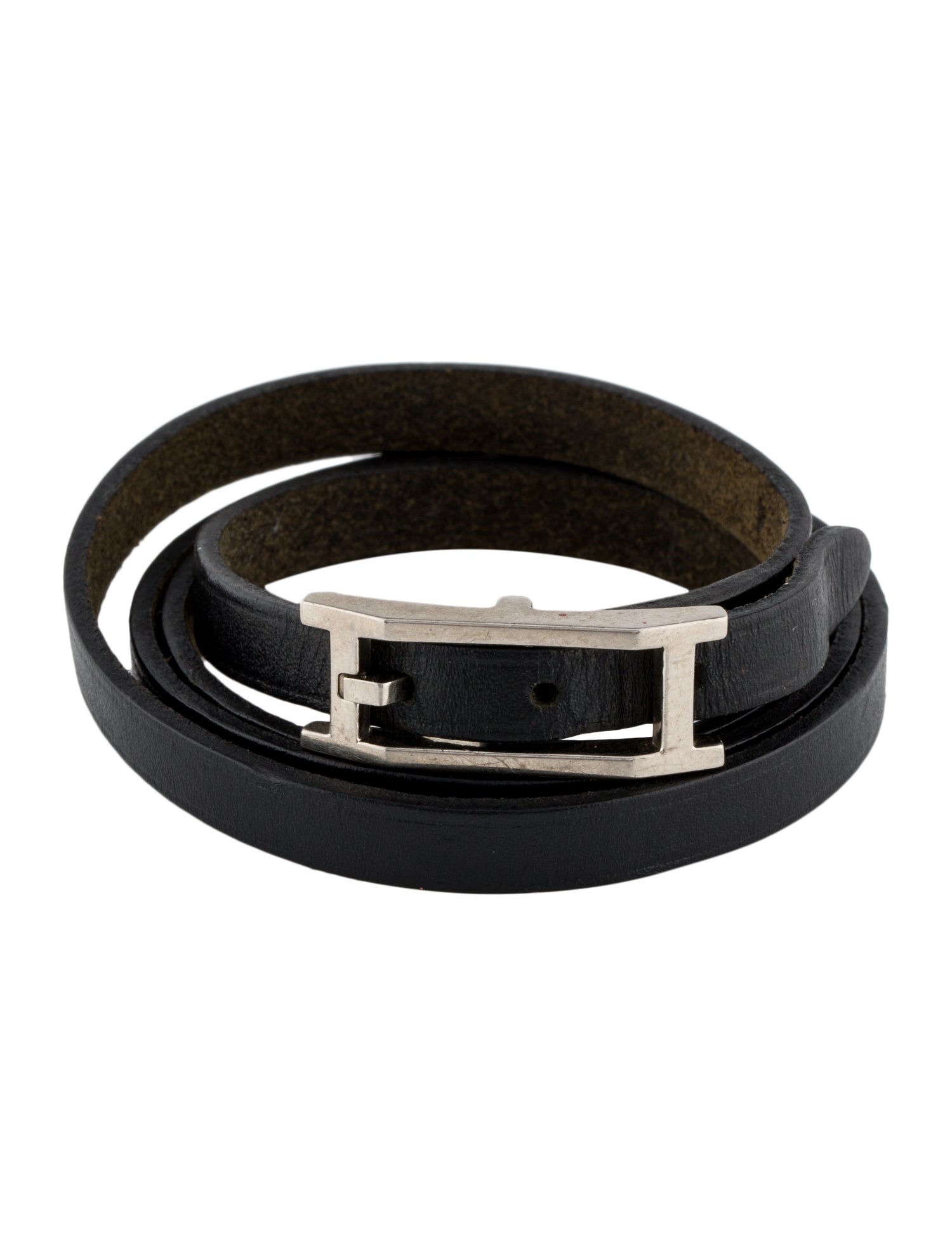 Hermès Leather Hapi 3 MM Wrap Bracelet
