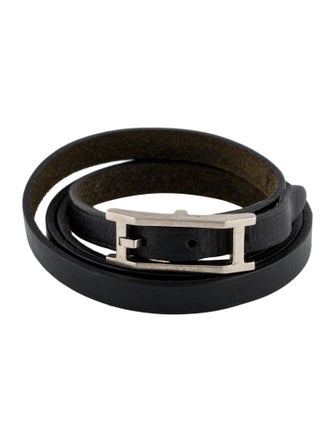 Hermès Leather Hapi 3 MM Wrap Bracelet