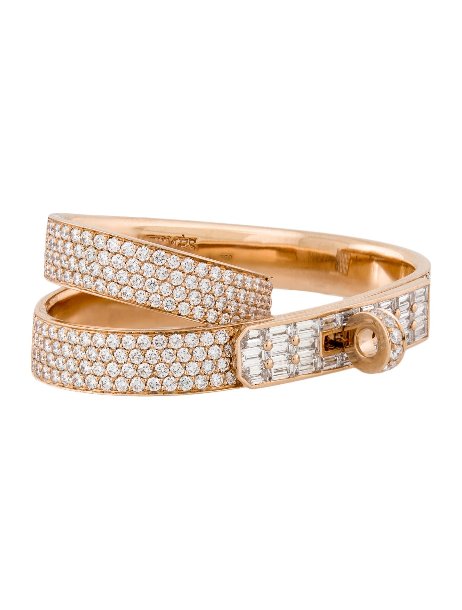Hermès 18K 3.19ctw Diamond Kelly Gavroche Double Ring - Cocktail