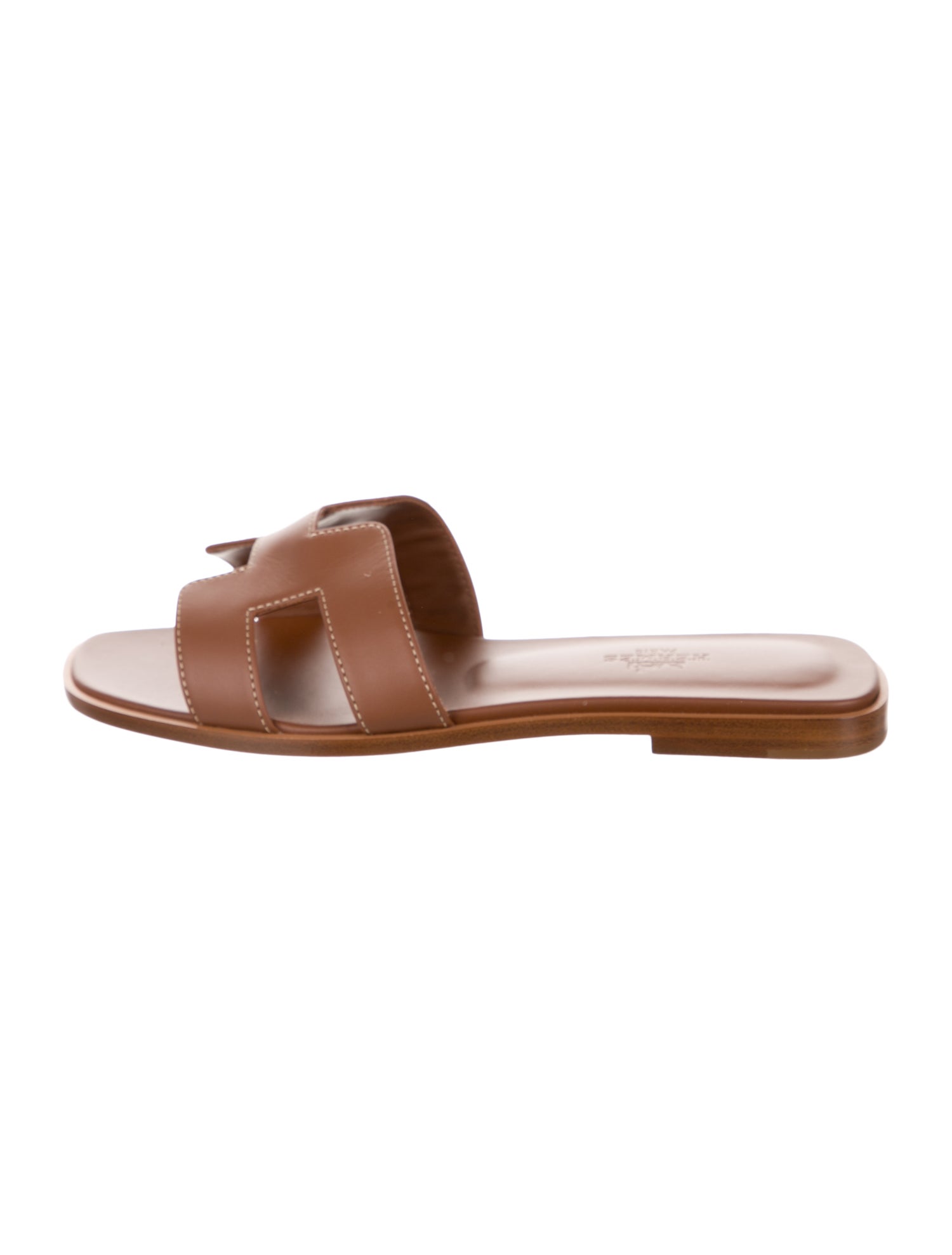 Hermès H Logo Leather Slides Brown Sandals, Shoes HER652398 The