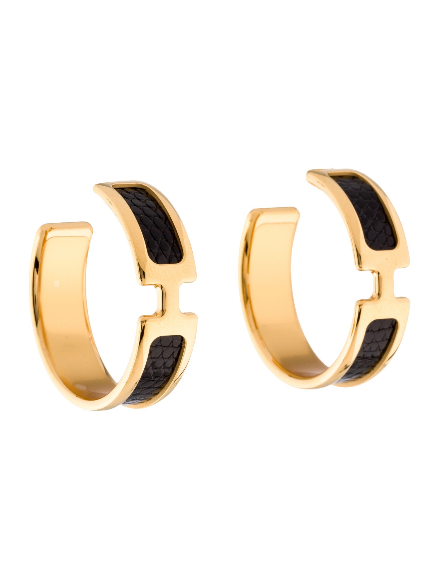 Hermès Boucles D'Oreilles Olympe Hoop Earrings - Black, 18K