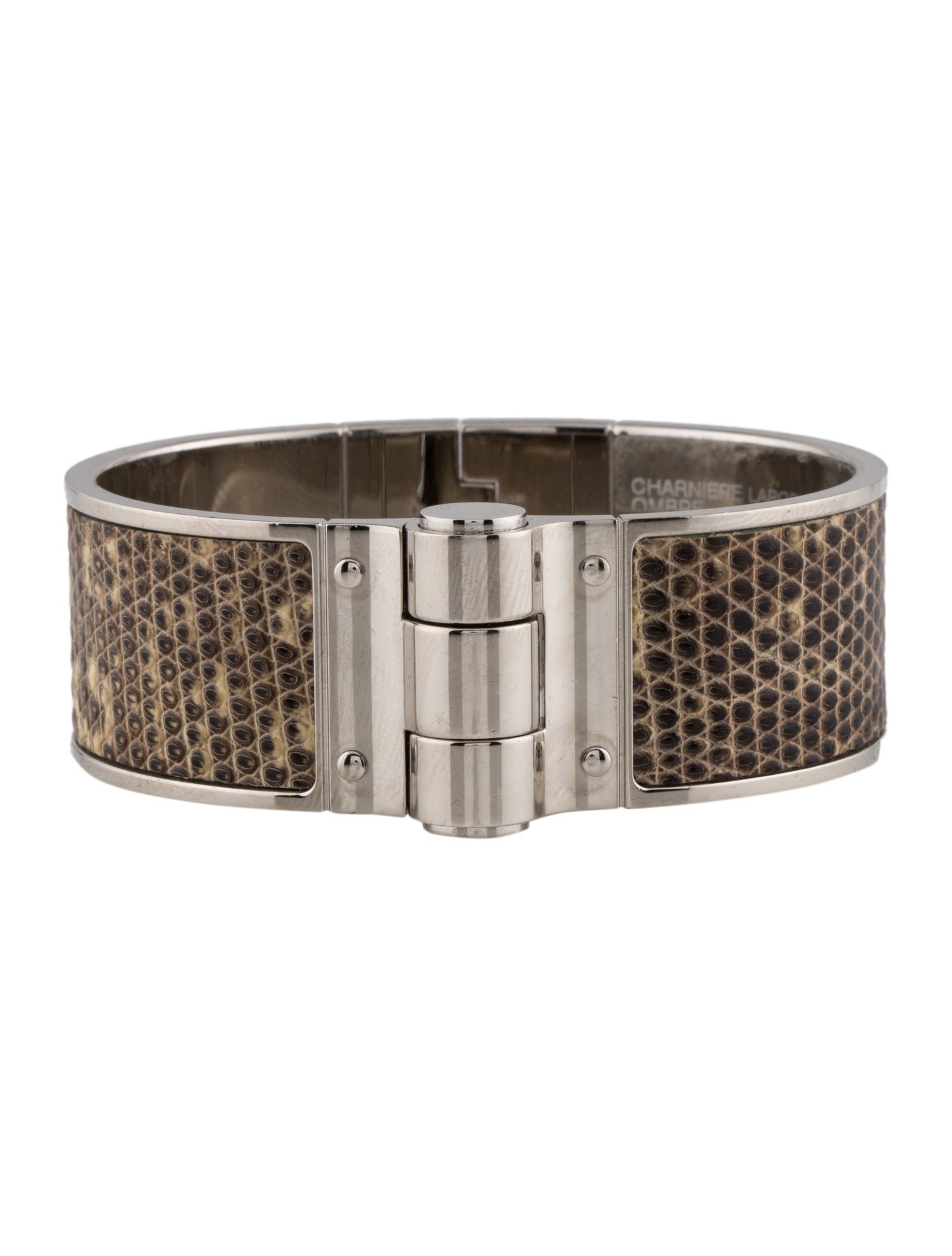 Hermès Leather Lizard Hinged Bracelet
