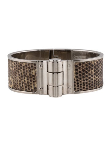 Hermès Bangle Leather Lizard Hinged Bracelet