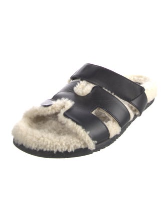 Hermès Chypre Shearling Slides Leather Slides