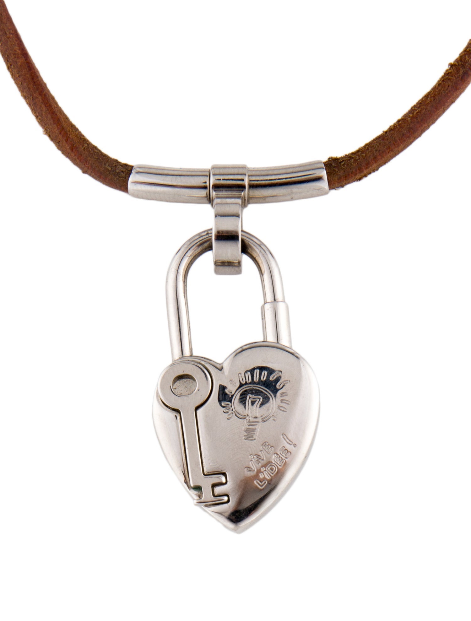 Hermès Vintage Annee la Fantaisie Heart Pendant Necklace - Brown 