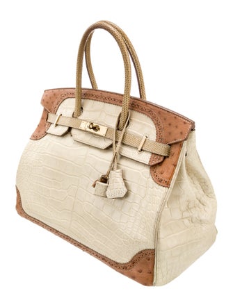 Hermès Grand Marriage Matte Alligator Ghillies Birkin 35