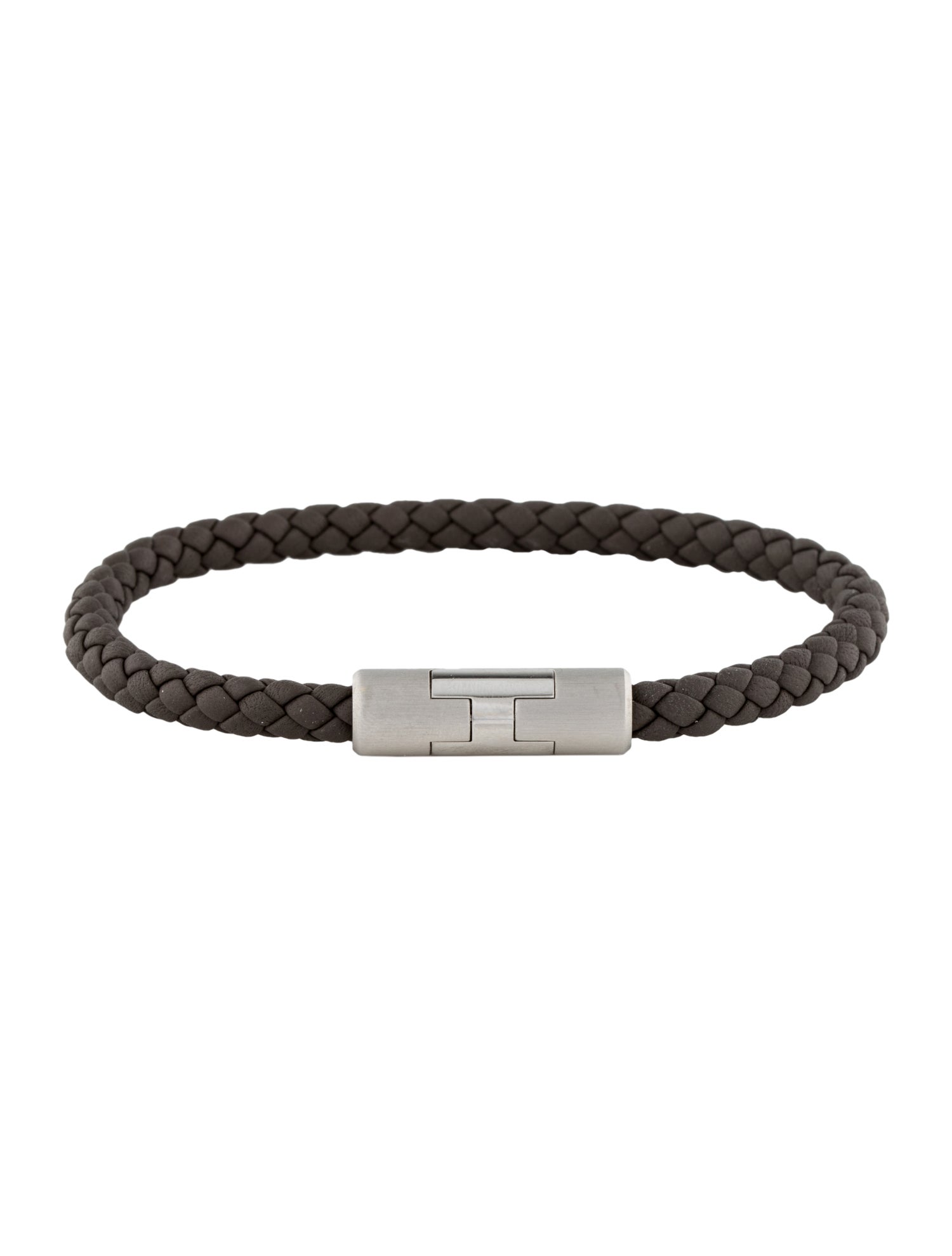 Hermès Leather Puzzle H Bracelet - Grey, Palladium-Plated