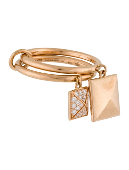 Hermès 18K Diamond Clou d'H Double Ring