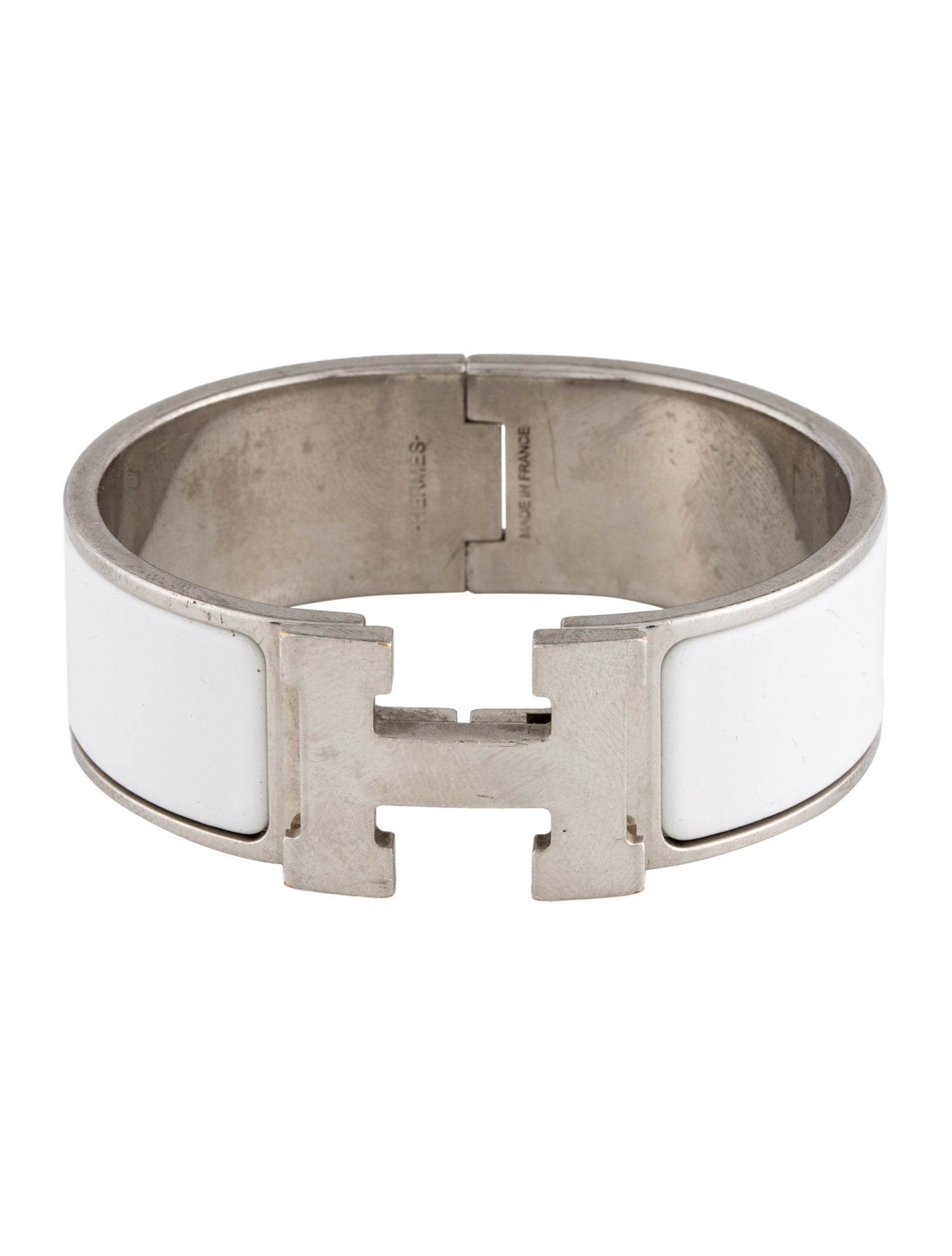 Hermès Clic Clac H Bracelet - White, Palladium-Plated Bangle, Bracelets ...