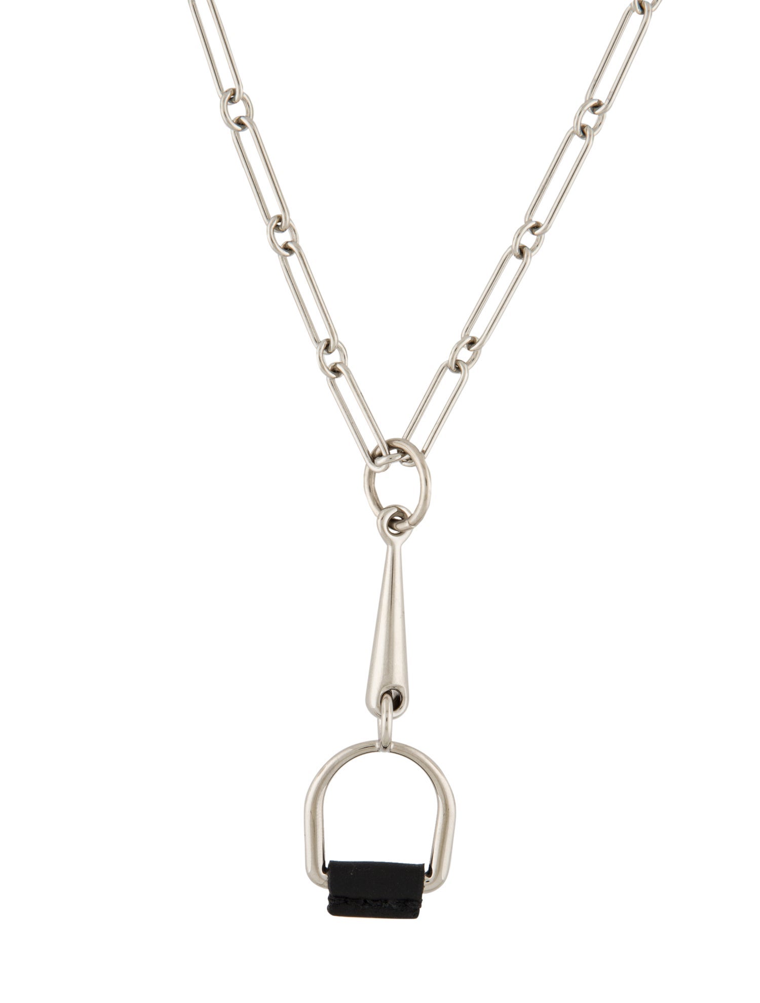 【HERMES】Heritage Equestre pendant, large model Hermès Heritage Equestre Pendant Necklace - Palladium-Plated