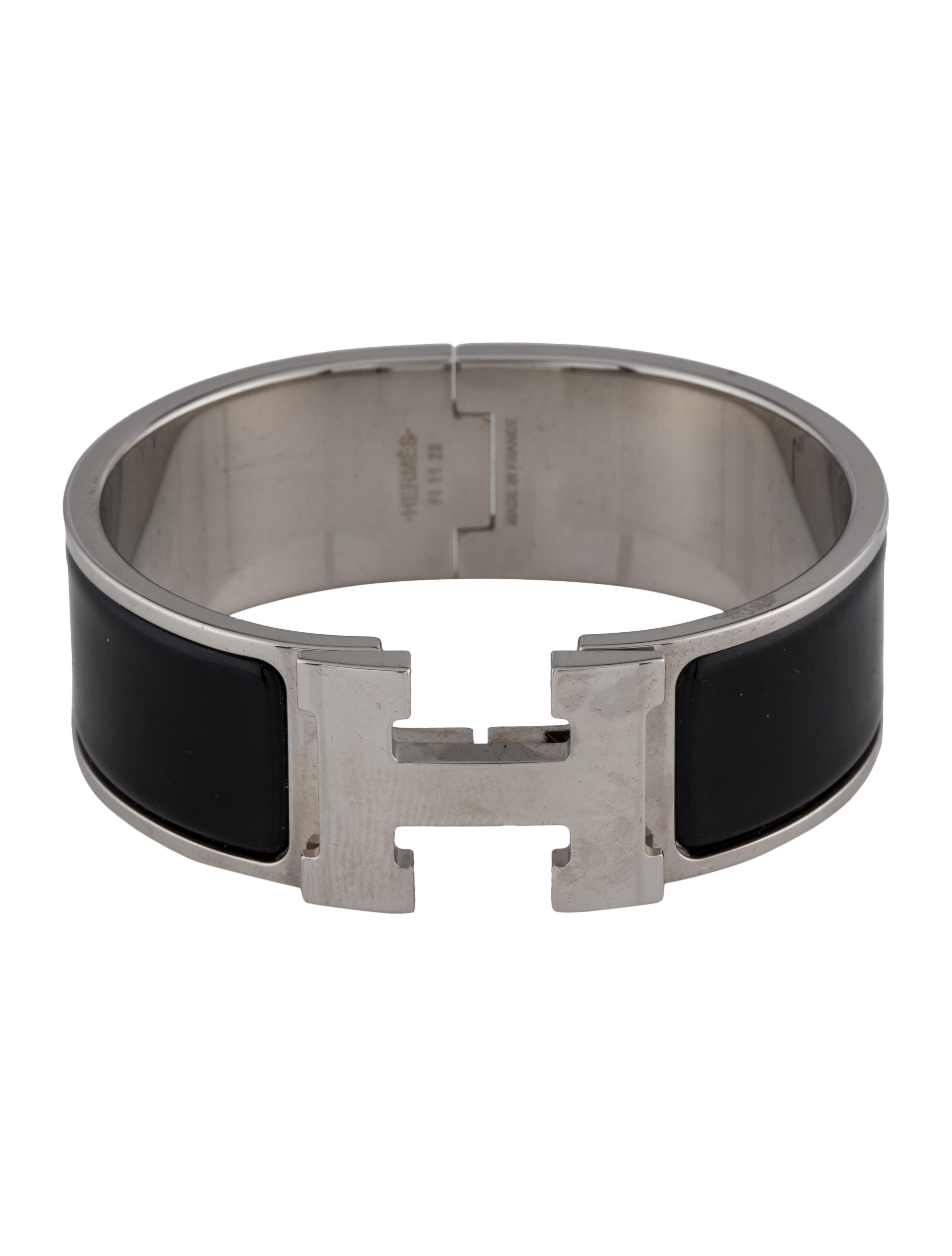 Hermès Clic Clac H Bracelet - Black, Palladium-Plated Bangle, Bracelets ...