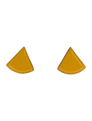 Hermès Clip-On Vintage Leather Triangle Earrings