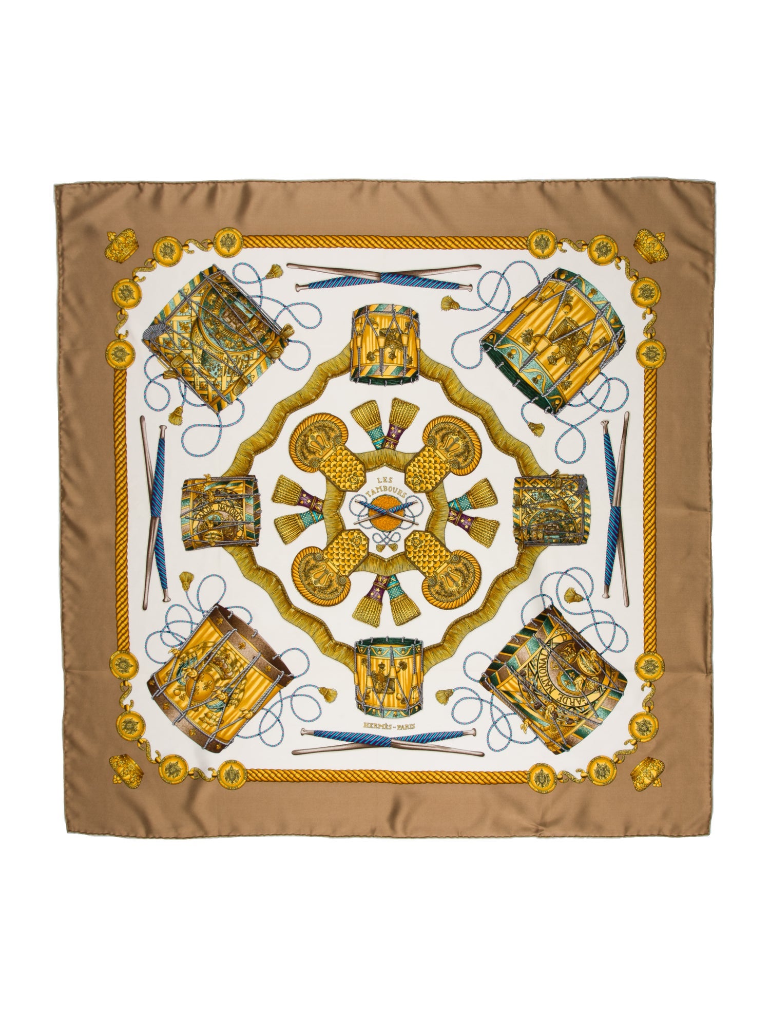 Hermès Les Tambours Silk Scarf