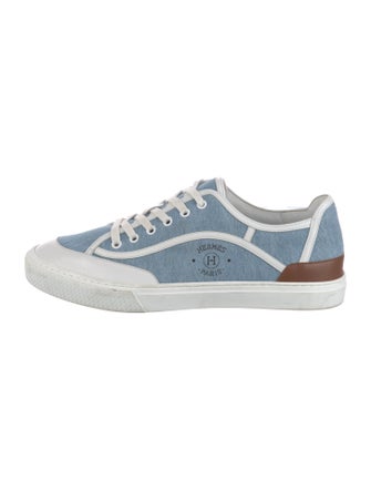 Hermès Denim Colorblock Pattern Sneakers