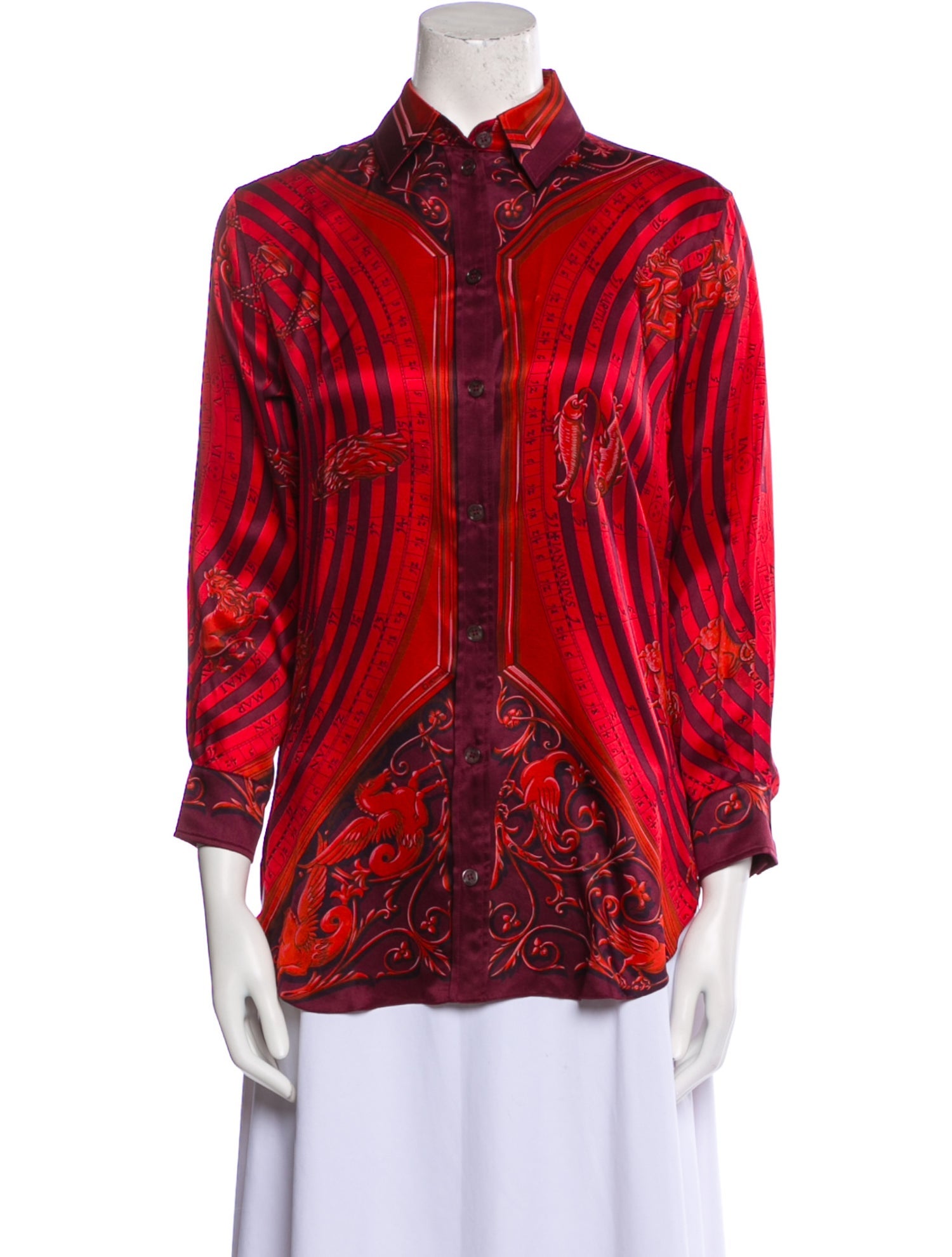 Hermès Silk Printed Button-Up Top
