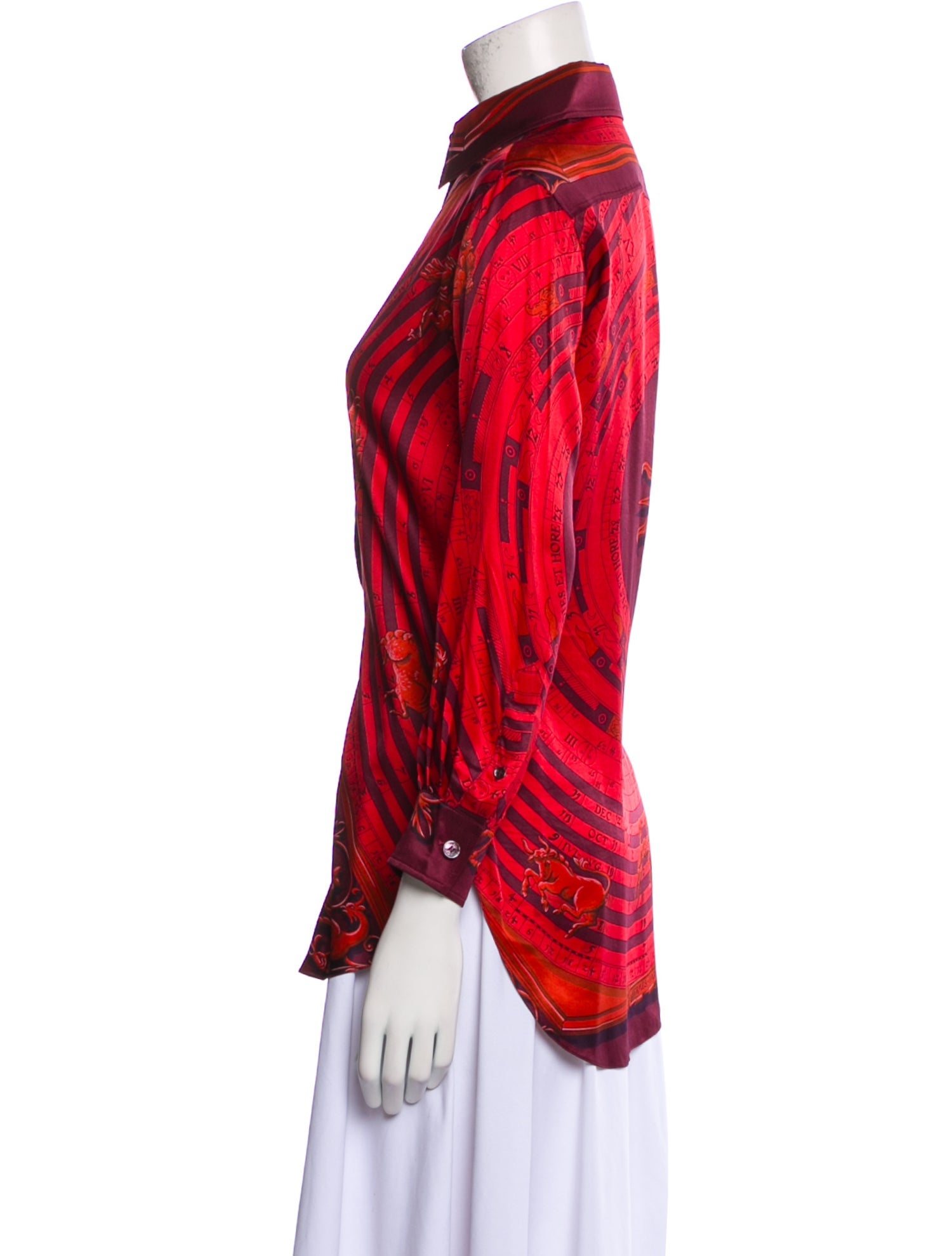 Hermès Silk Printed Button-Up Top