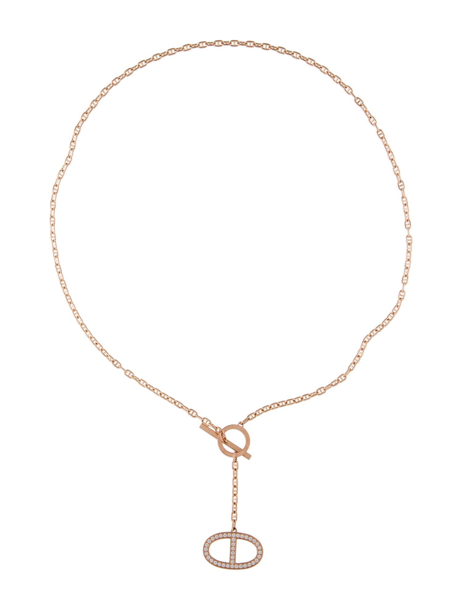 Hermès 18K Diamond Chaine d'Ancre Contour Large Model Pendant Necklace