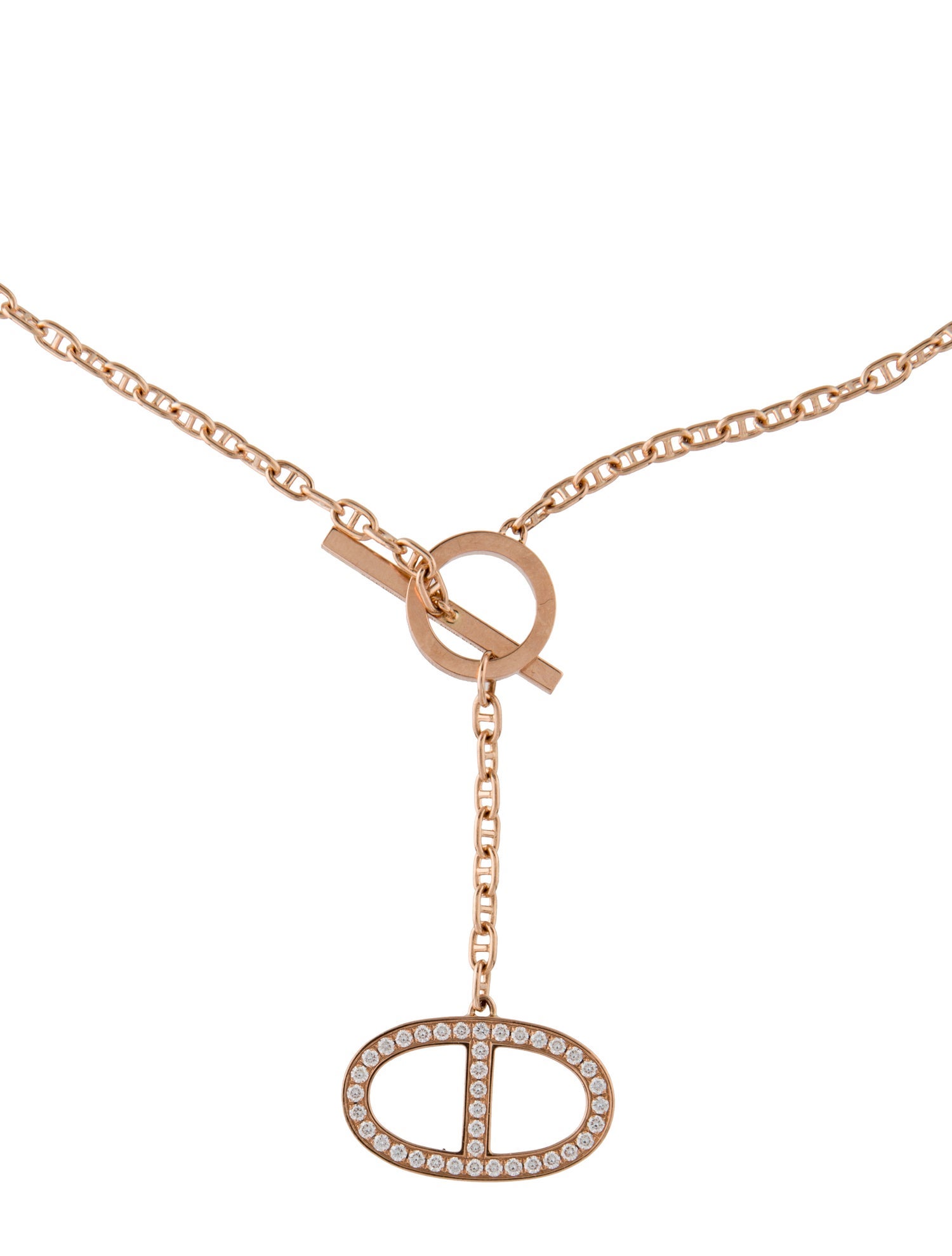 Hermès 18K Diamond Chaine d'Ancre Contour Large Model Pendant Necklace