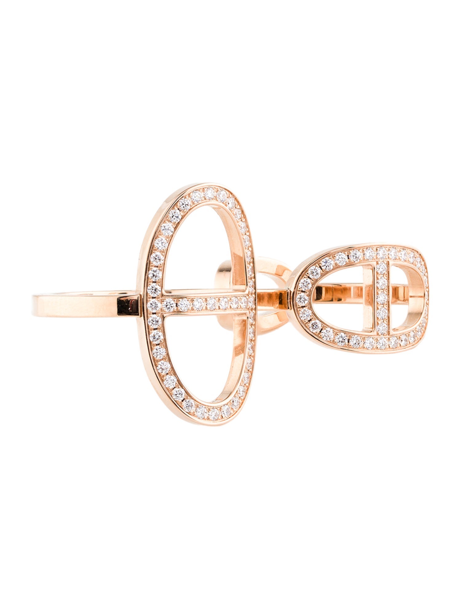Hermès 18K Diamond Chaine d'Ancre Contour Double Ring - 18K