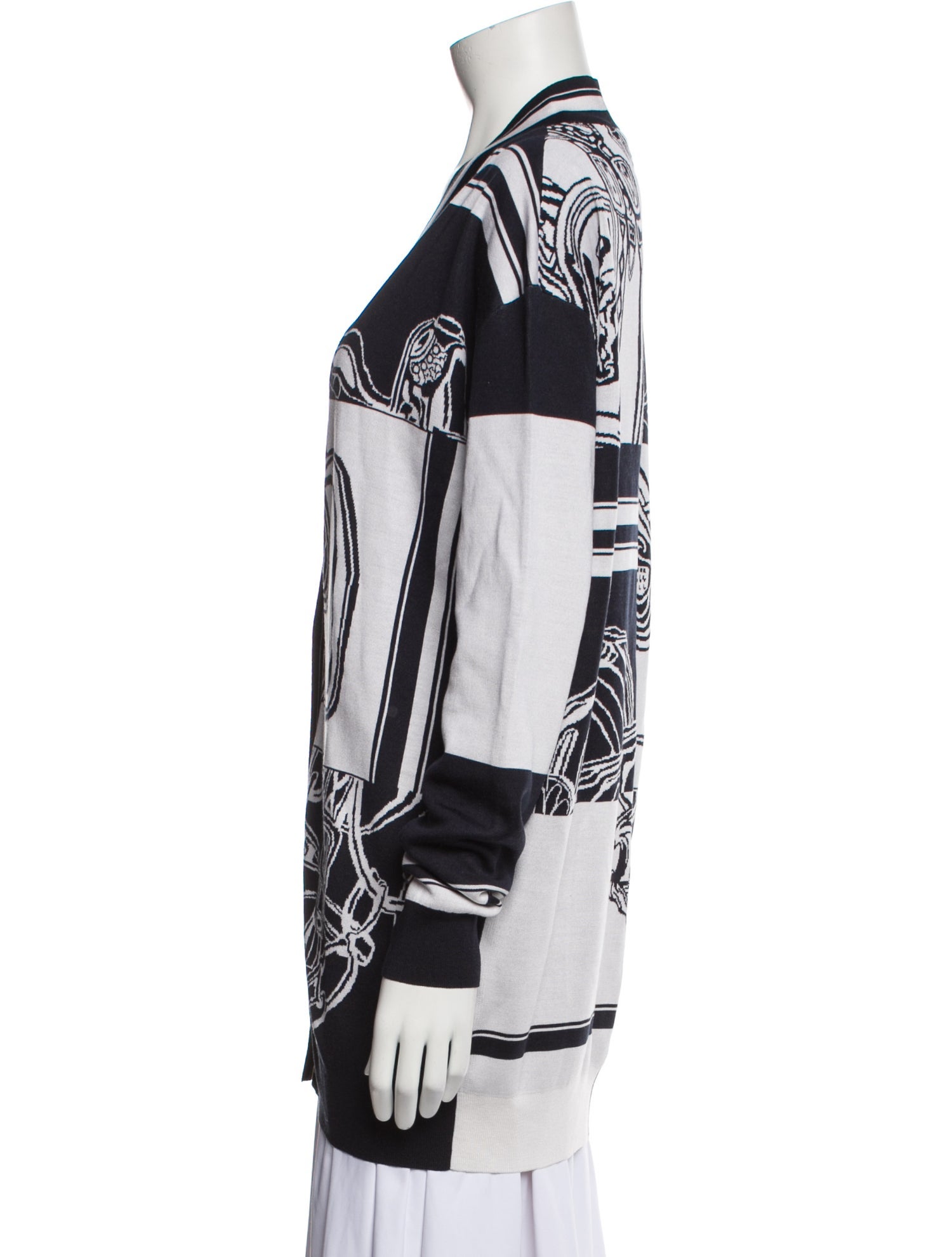 HERMES Silk wool 48 horses in the paddock, printed high neck sweater knit Brown 42 main image 0