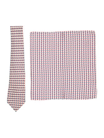 Hermès Silk Pattern Tie & Handkerchief Set