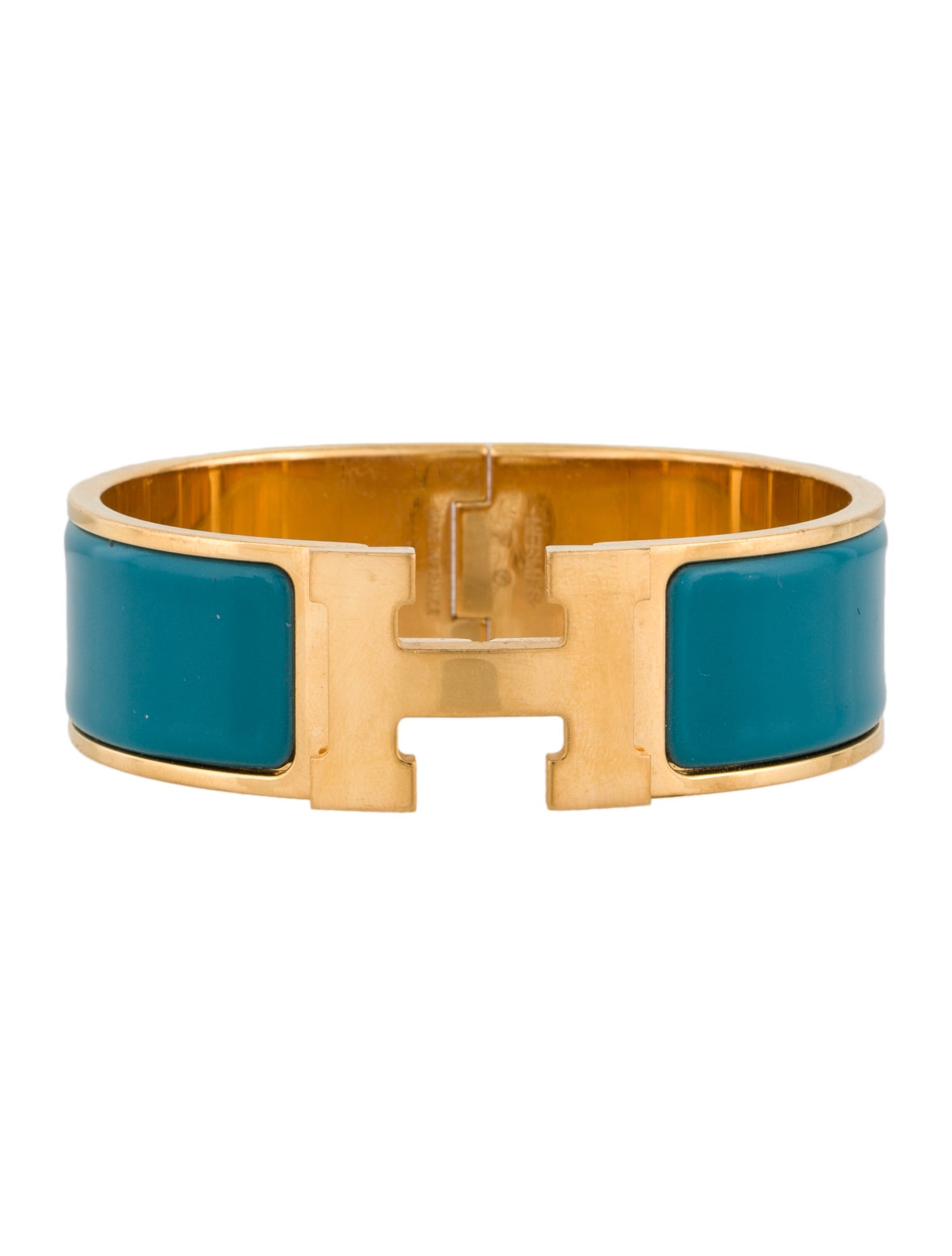 Hermès Enamel Clic Clac H Bracelet - Blue, 18K Yellow Gold-Plated ...