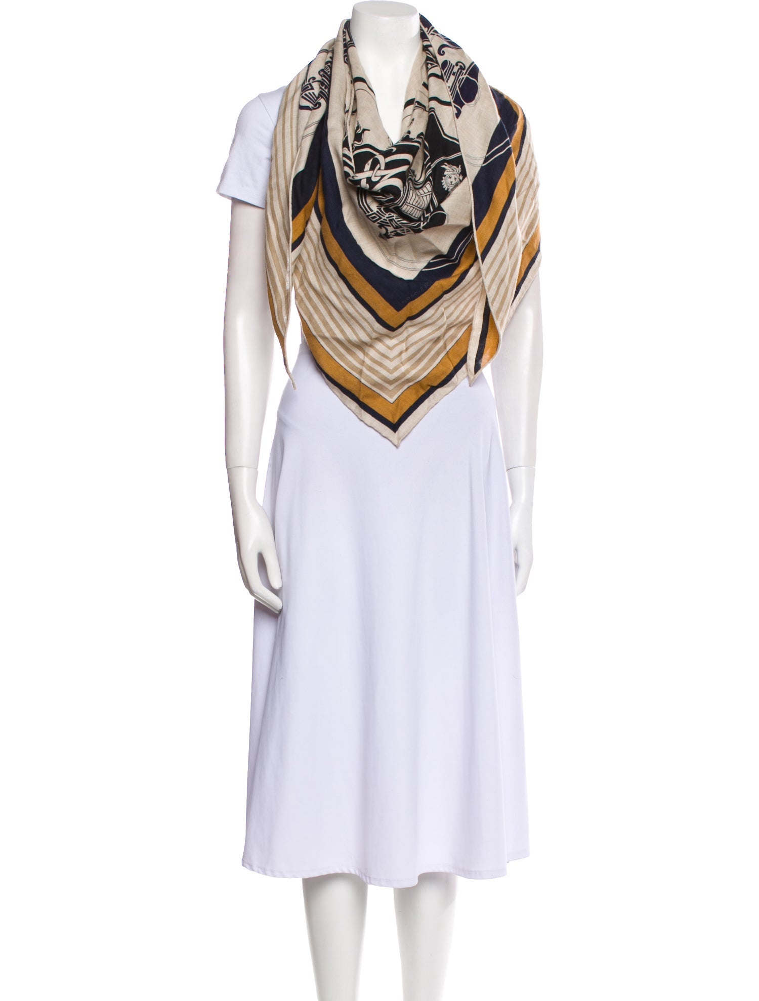 Hermès Ex-Libris Cashmere Triangle Scarf