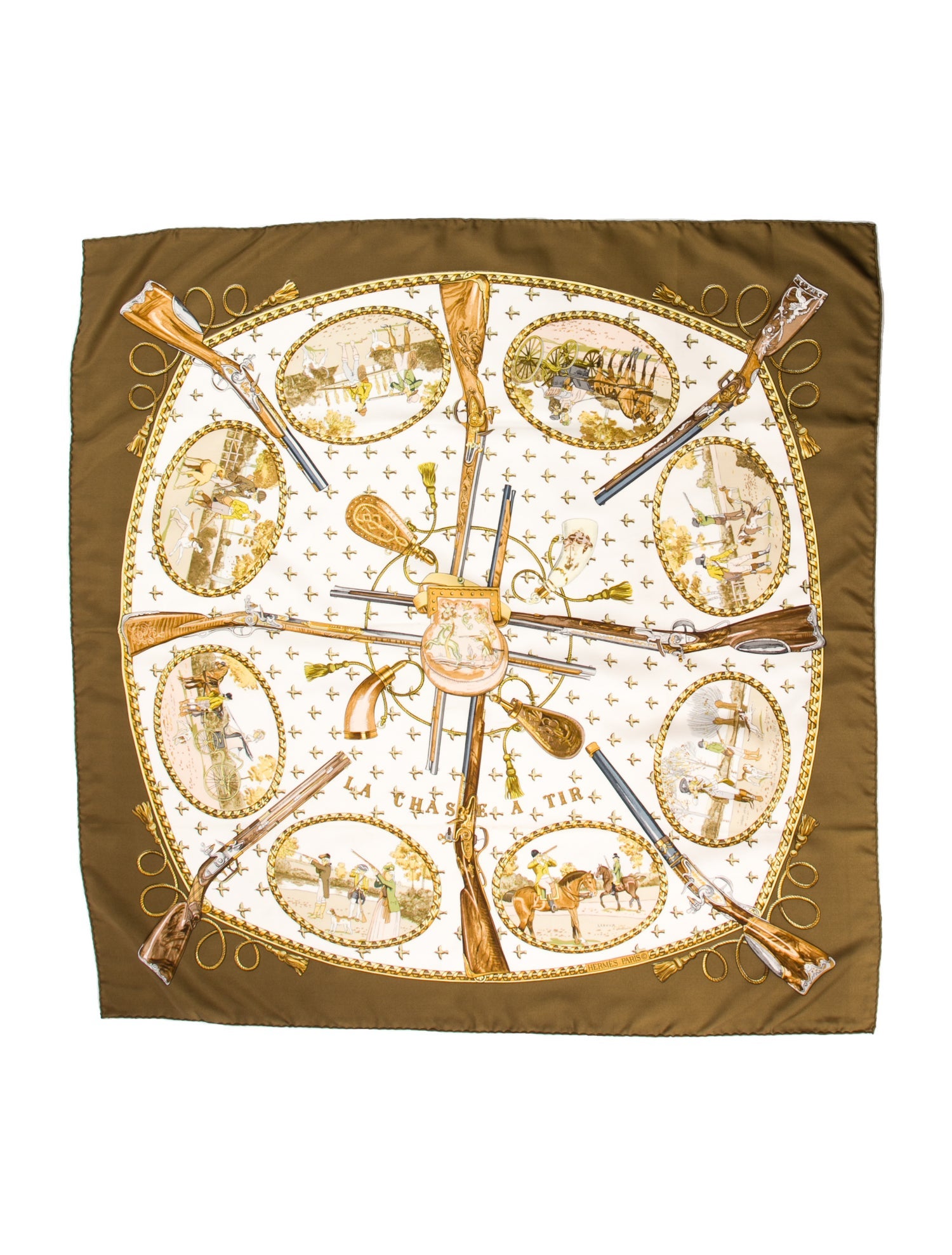 Hermès La Chasse A Tir Silk Scarf