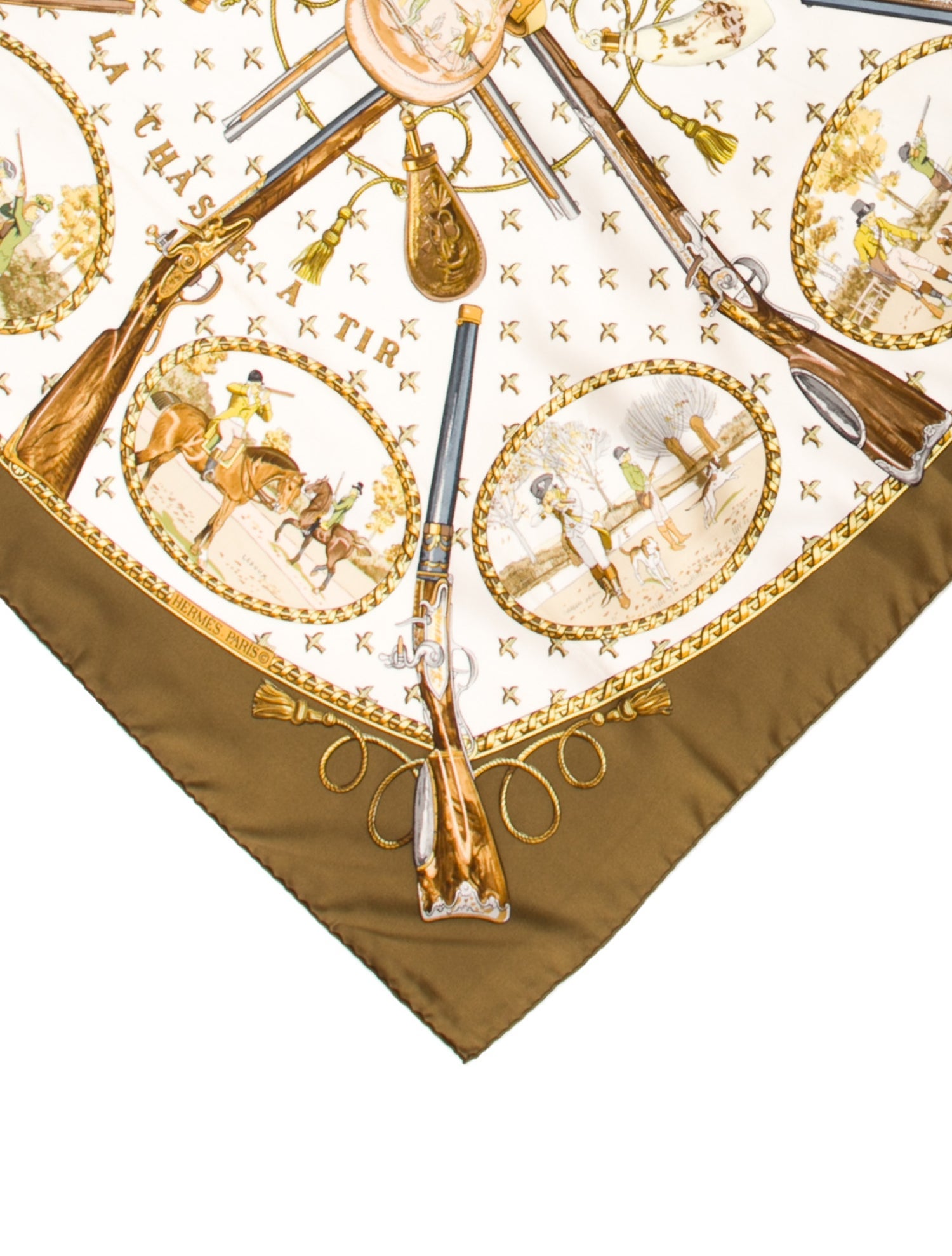 Hermès La Chasse A Tir Silk Scarf