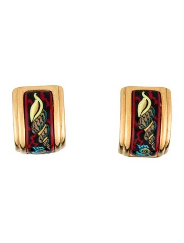 Hermès Clip-On Vintage Enamel Earrings