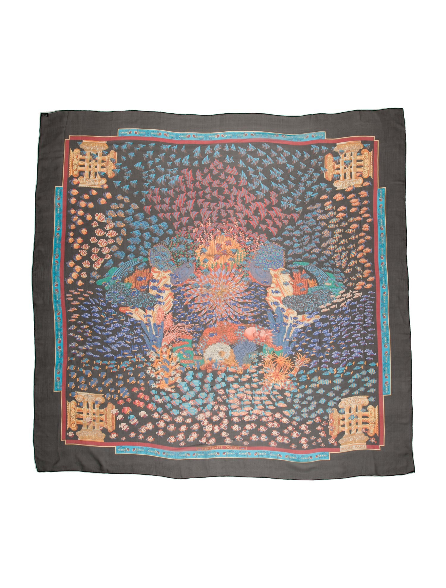 Hermès Rencontre Oceane Mousseline Silk Shawl