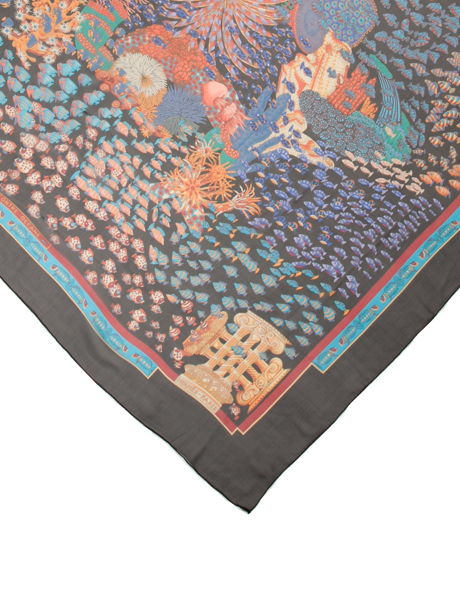 Hermès Rencontre Oceane Mousseline Silk Shawl