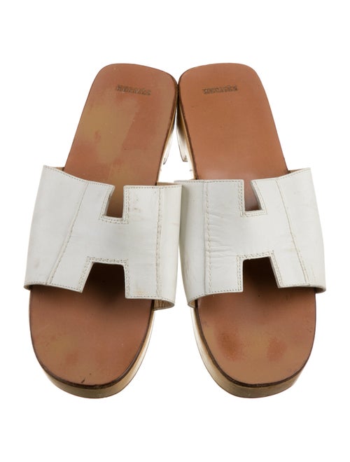 Hermès H Logo Leather Slides