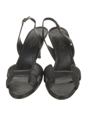 Hermès Night 70 Lizard Slingback Sandals