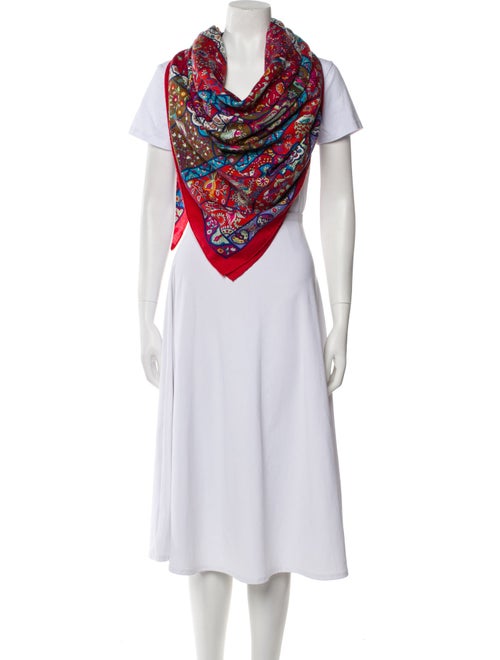 Hermès Au Pays des Oiseaux Fleurs Silk Shawl