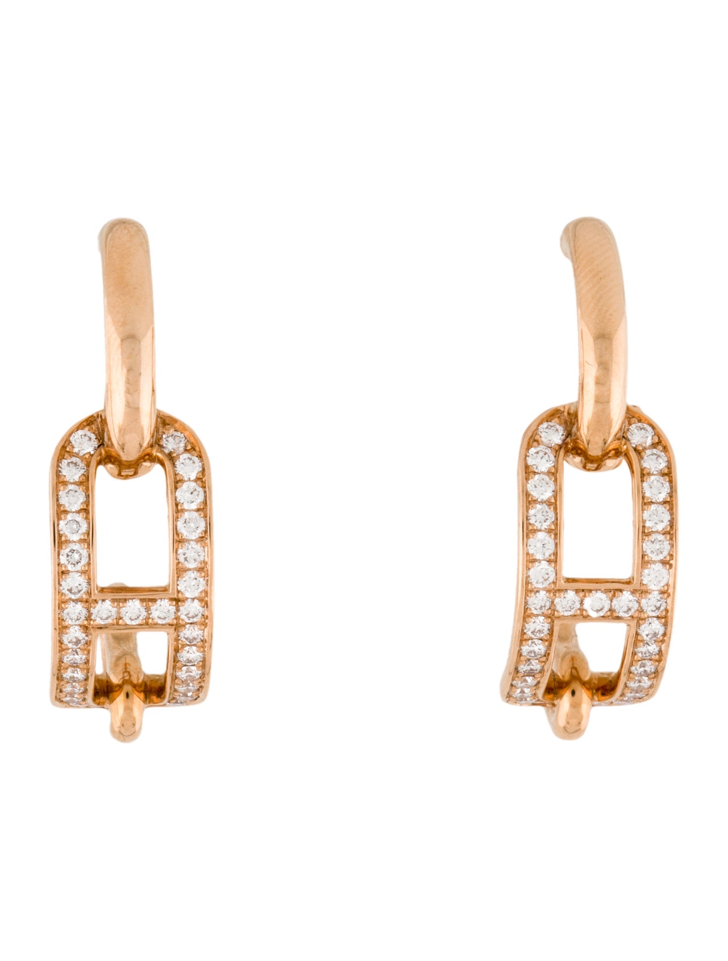 Hermès 18K Diamond Adage Huggie Earrings