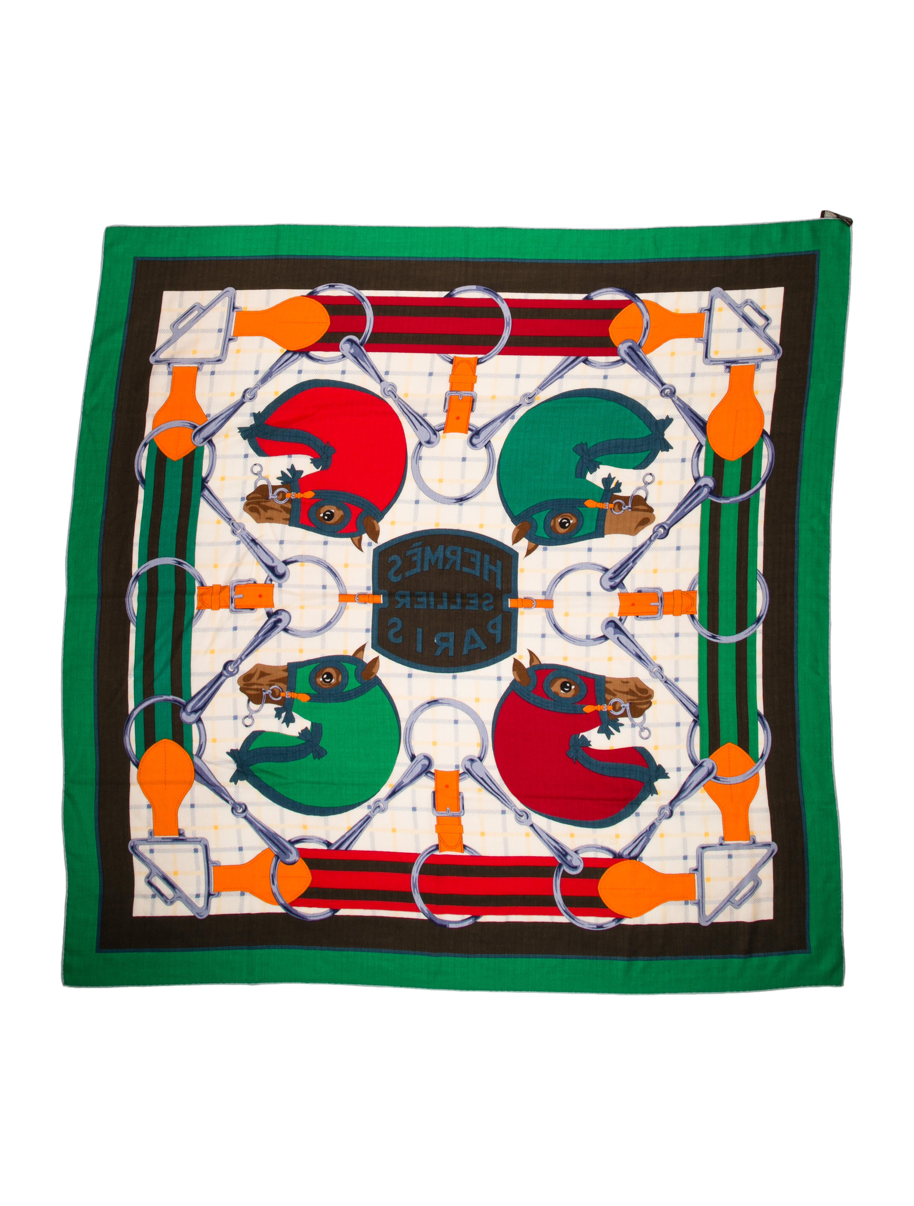 Hermès Sellier Equestrian Cashmere Shawl