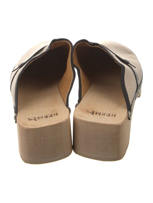 Hermès Canvas Leather Trim Embellishment Mules