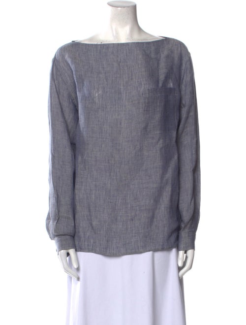 Hermès Linen Bateau Neckline Blouse