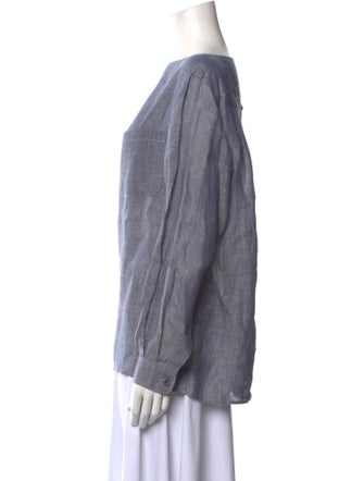 Hermès Linen Bateau Neckline Blouse