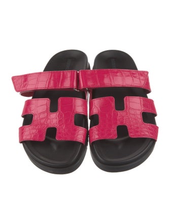 Hermès 'Chypre' Crocodile Slides