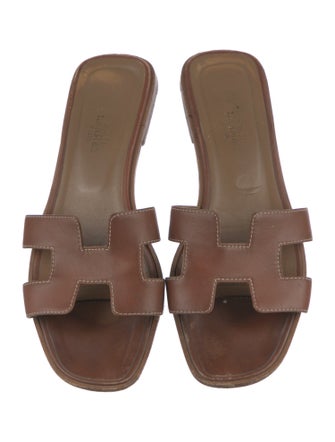 Hermès Oran H Logo Leather Slides