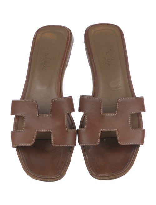 Hermès Oran H Logo Leather Slides